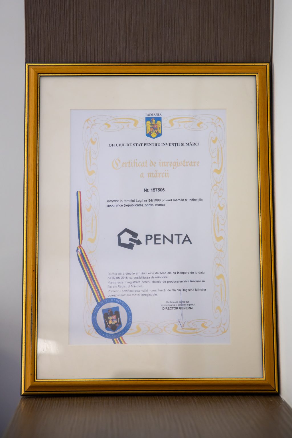 Pentamedia - Certificat de inregistrare a marcii